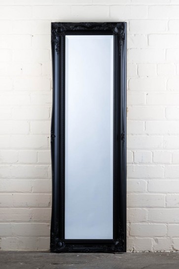 Full Length Tudor Ornate Mirror in Black