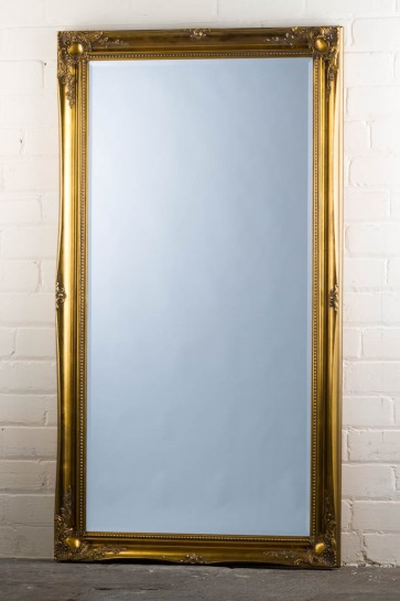 Wide Full Length Tudor Ornate Mirror in Gold
