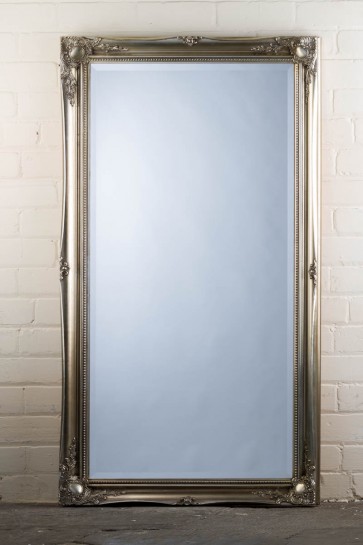 Wide Full Length Tudor Ornate Mirror in Silver