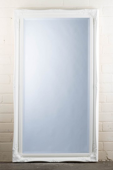 Wide Full Length Tudor Ornate Mirror in White