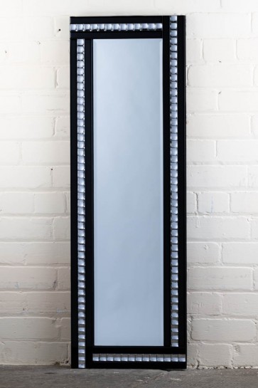 Deluxe Frameless Black Crystal Full Length Mirror