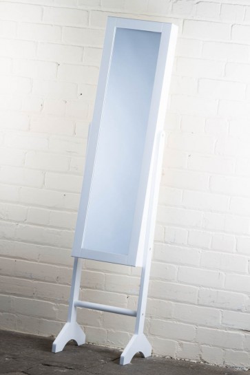 Jewellery Cabinet Cheval Mirror in White