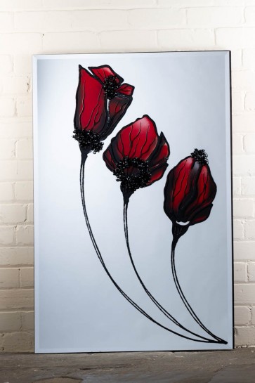 Liquid Art Range Red Flower Mirror