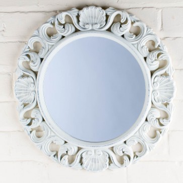 Ornate Round Victorian Range Silver Mirror