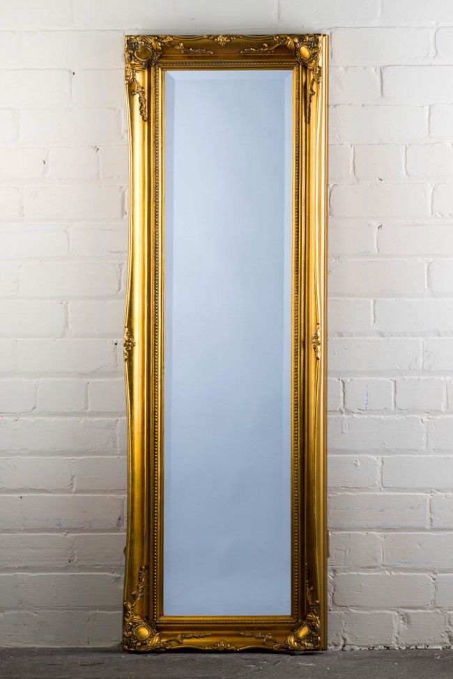 Full Length Tudor Ornate Mirror In Gold, Gold Antique Mirror Full Length