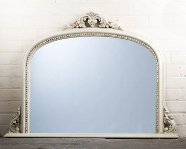 White Ornate Over Mantle Mirror, Over Mantle Mirror White
